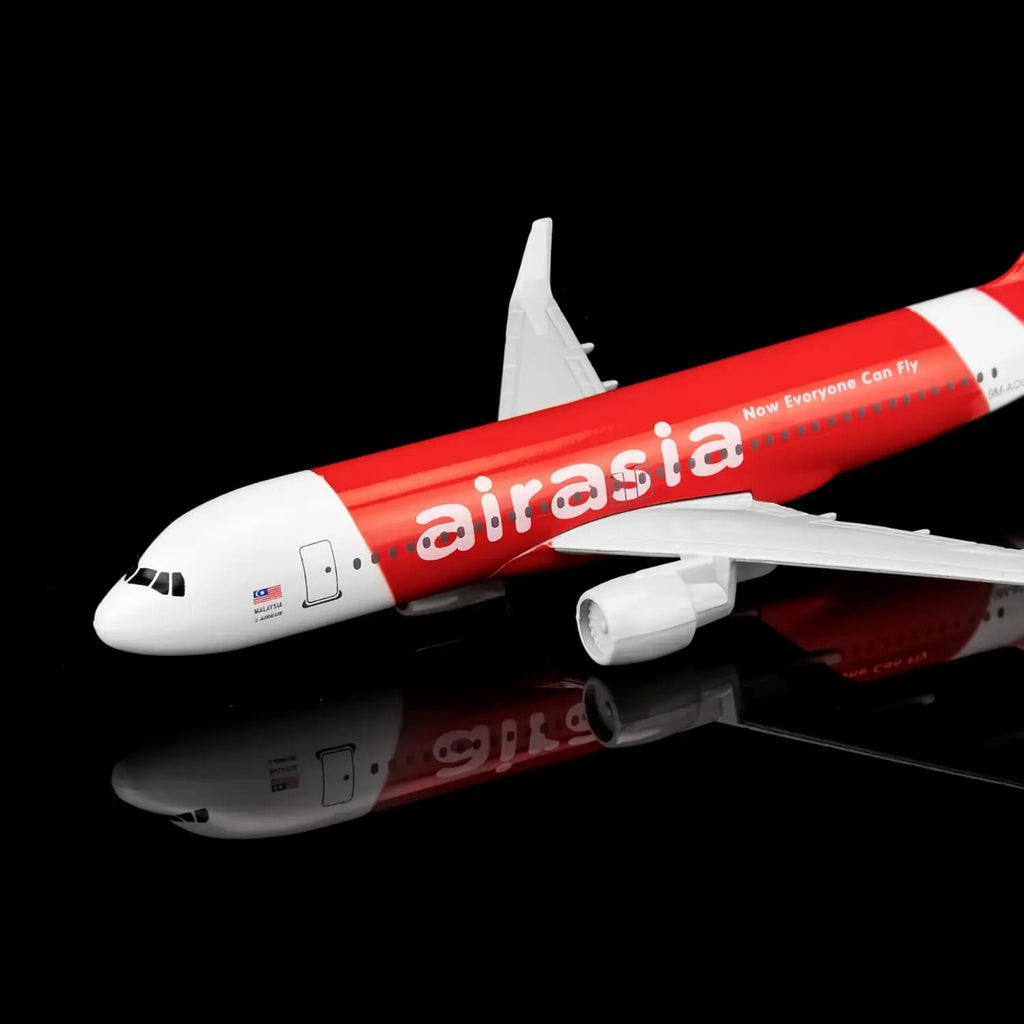 1/400 Scale Air Asia A320 16cm Metal Diecast Airplane Model Toy Kit with Stand for Collections and Displays or Boys Gift