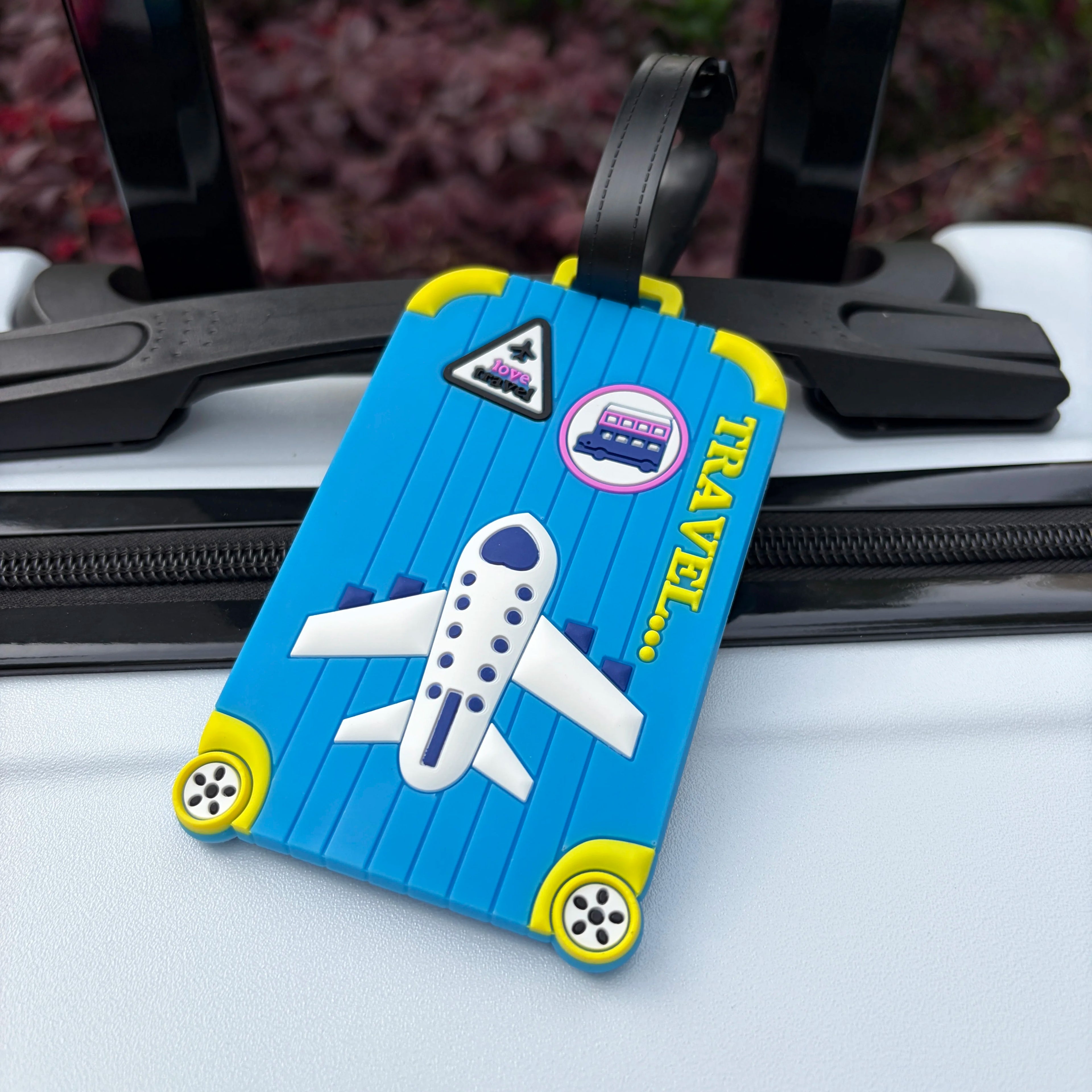 Creative Silicone Airplane Luggage Tag, Anti-Lost Travel Suitcase Pendant, Bag Tag, Boarding Pass Holder, Can Include Replaceable Name Card