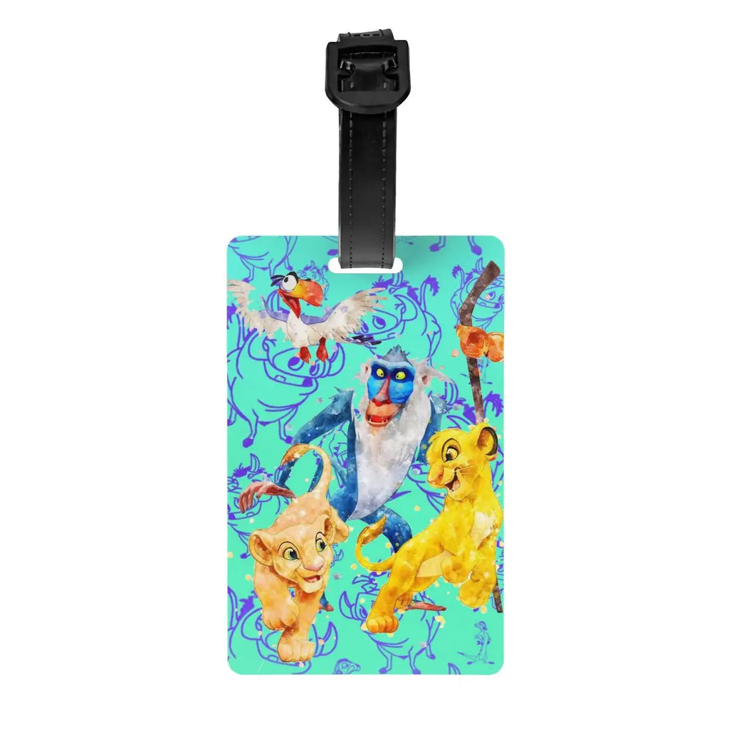 Custom Rafiki Luggage Tag With Name Card The Lion Cartoon K-Kings Privacy Cover ID Label for Travel Bag Suitcase