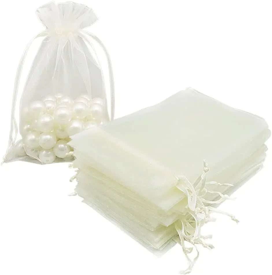 20pcs 5x7 7x9 9x12 cm Organza Drawstring Bags Gift Pouches Necklace Packing Display Bracelet Bags Diy Jewelry Packaging Making