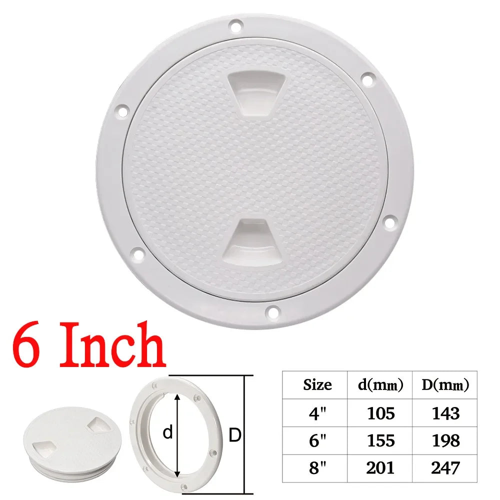 ABS Plastic Round Non-Slip Inspection Hatches with Detachable Cover Marine Screw Out Access Hatch Cover For Kayaks Yacht 4'' 6''