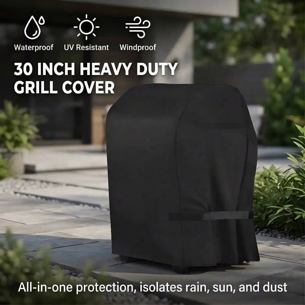 Multi-Size Universal Grill Cover｜30-Inch Heavy-Duty Grill Cover with Drawstring, 210D Oxford Polyester, Fits All Grill Brands