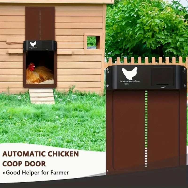 Automatic Chicken Coop Door Opener Battery Powered Light Sense Control Waterproof Pet Flap Accessories Upgrade ABS House Gate