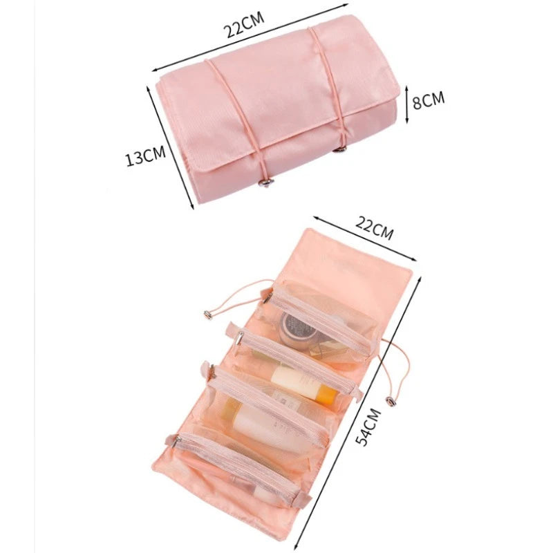 4 in 1 Detachable Makeup Bag Multifunctional Foldable Travel Cosmetic Bag Portable Wash Storage Bag for Women