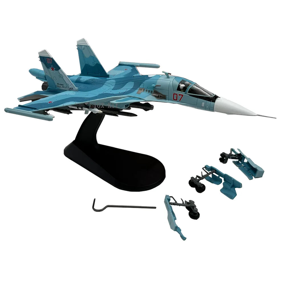 1/100 Scale SU34 Fighter Bomber Russian Sukhoi Cy-34 SU-34 Fullback Diecast Metal Military Plane Model Collection or Gifts