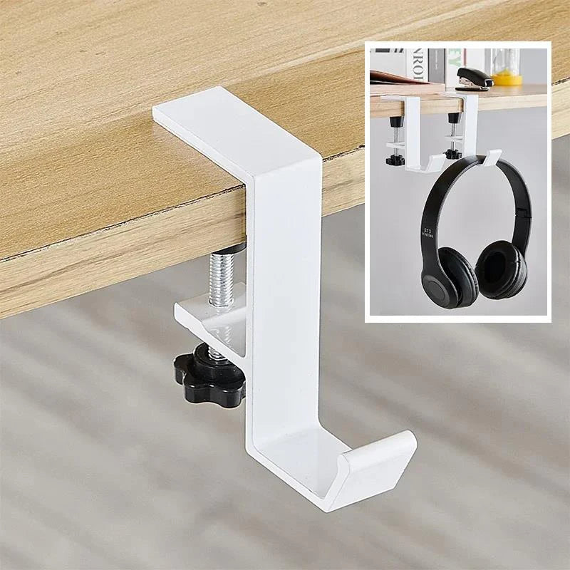 Adjustable Desk Edge Hook Gaming Headphones Desk Hanger Backpack Storage Hanging Hook Holder Punch-free Home Universal Dual Hook