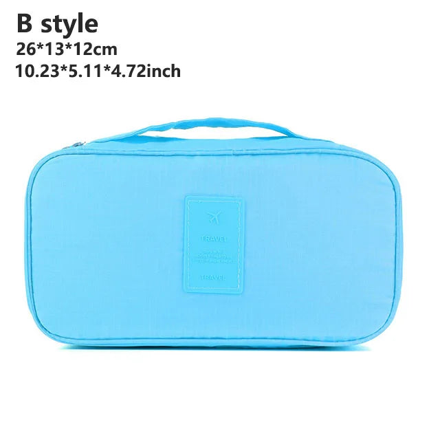 Women's Portable Multi-Layer Travel Lingerie Storage Bag Underwear Organizer Waterproof Divided Pouch for Socks & Bras Trip Case