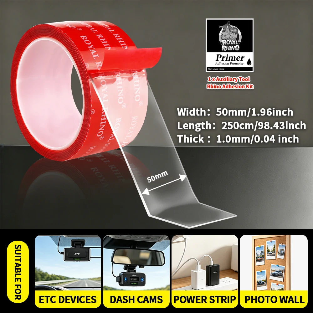Super Strong Transparent Double-Sided Tape Acrylic Adhesive 1.0mm Traceless Fixed Wall High Viscosity Waterproof Nano Car Tape
