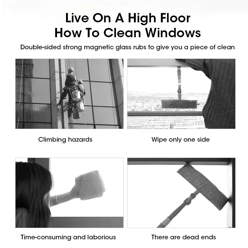 2025 3-8mm Magnetic Glass Window Cleaning Tool Automatic Water Discharge Double-layer Wiper Household Special Window Cleaner