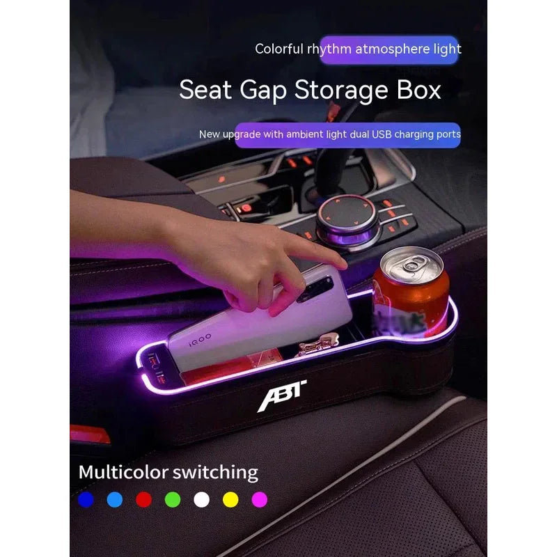 Car seat gap led 7 color festoon storage box for Audi ABT Q2 Q3 Q4 Q5 Q7 Q8 A1 A2 A3 A4 A5 A6 A7 A8 S3 S4 S5 S6 TT RS3 RS4 RS5 6