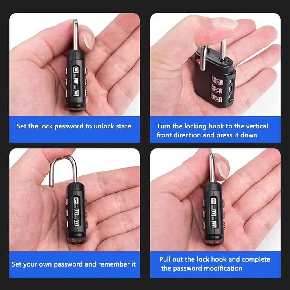 TSA 3 Digit Combination Lock Security Tool Anti-theft Lock Customs Password Lock Cabinet Locker Padlock