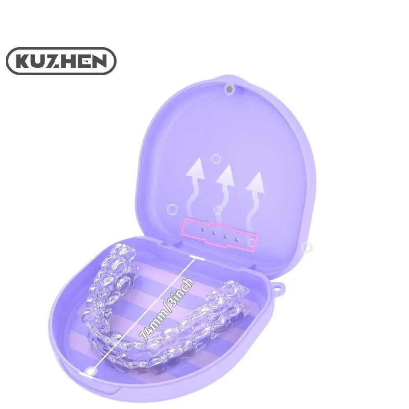 Portable Denture Tray Box Dental Retainer Box Case Plastic Teeth Container Denture Box False Teeth Protective Case With Lanyard