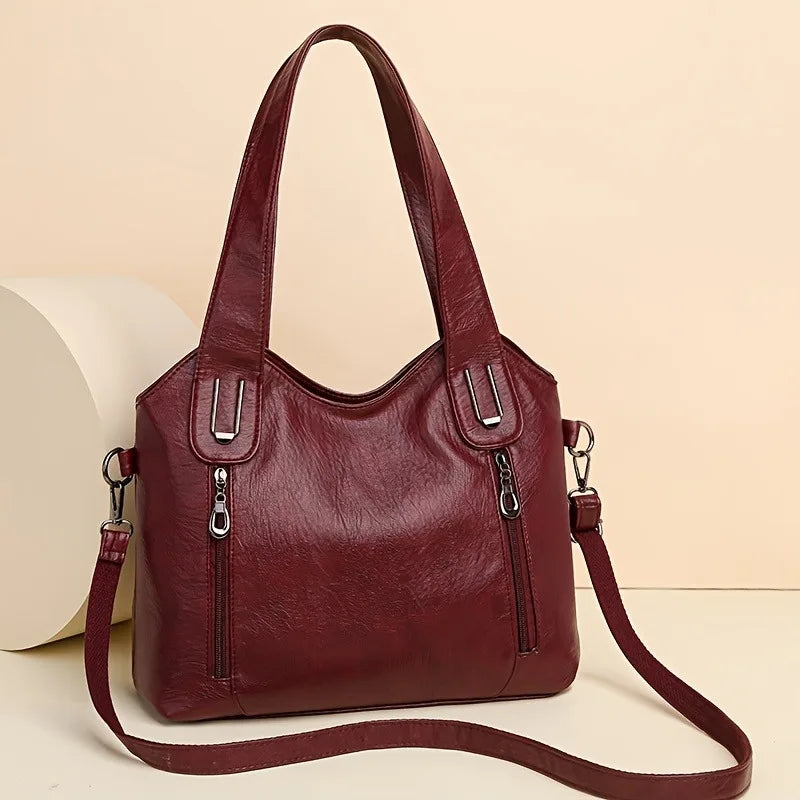 New Women Large Capacity Tote Bag Leather Shoulder Handbag with Removable Strap Fashion Casual PU Crossbody Bag Shoulder Bags