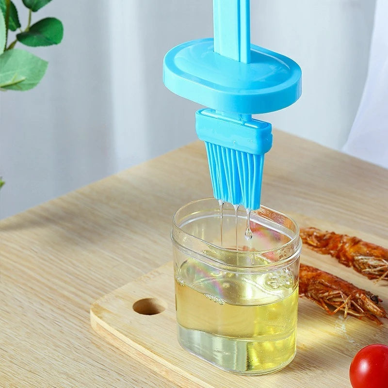Silicone Oil Brush Pancake OilBrush Integrated Oil Pot Brush with Bottle Kitchen Dustproof Household High emperature Baking Tool