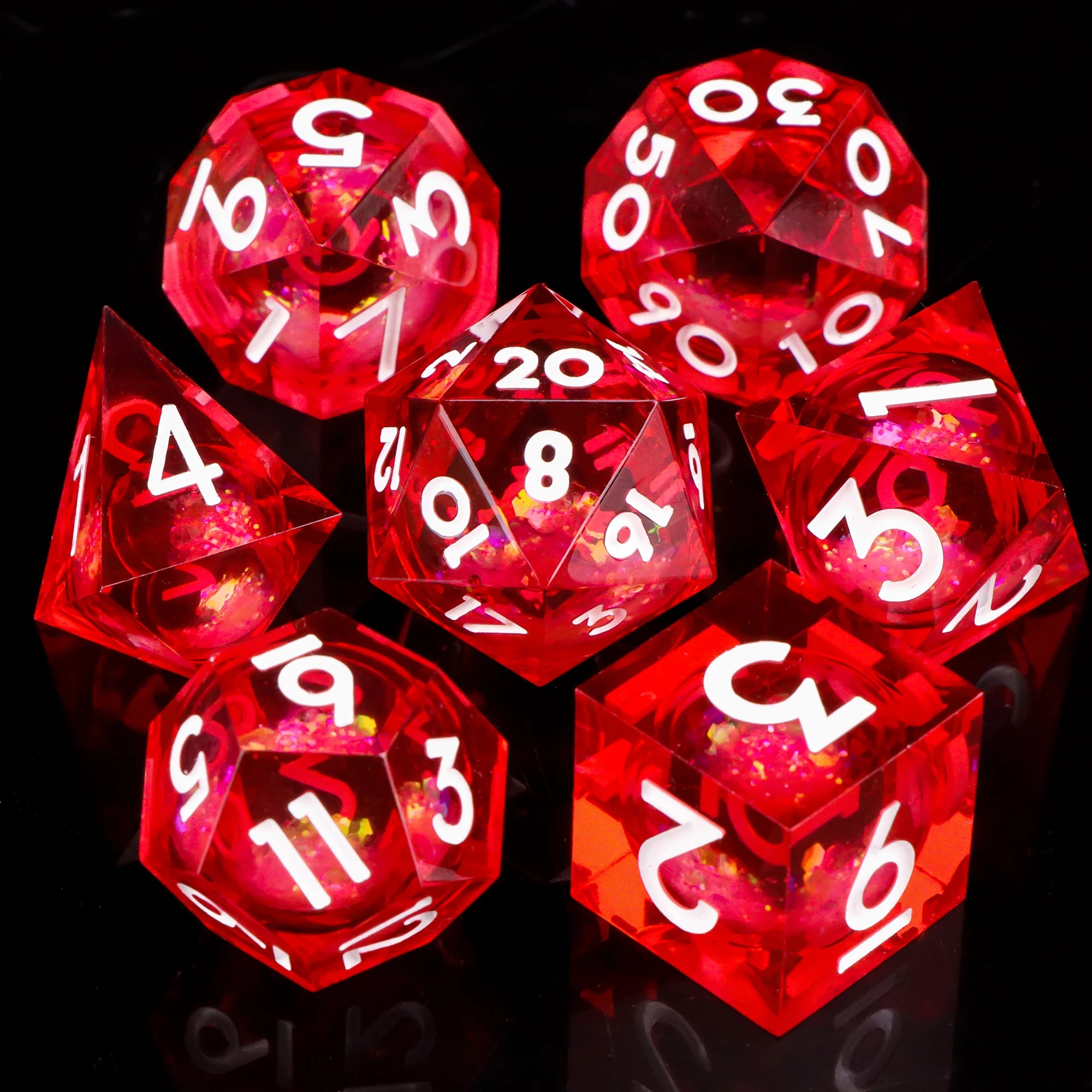 Liquid Core Dice Set 7Pcs DND Sharp Edge Dice Black Dice For Dungeons and Dragons Dice for D&D, Roleplaying Games