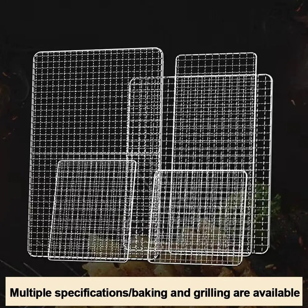 New Nonstick Iron Wire Grill Racks Reusable Nonstick Grill Net Square BBQ Roasting Net