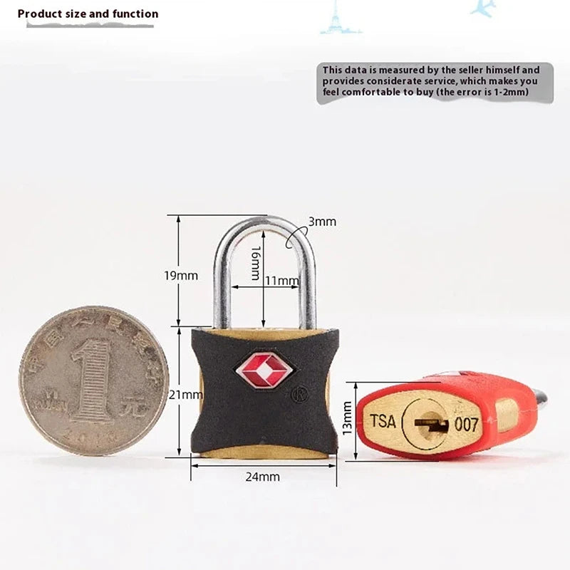 TSA Custom Lock Luggage Lock Travel Bag Lock Security Tool Cabinet Locker Padlock With Key Travel Mini Portable Anti-Theft Lock