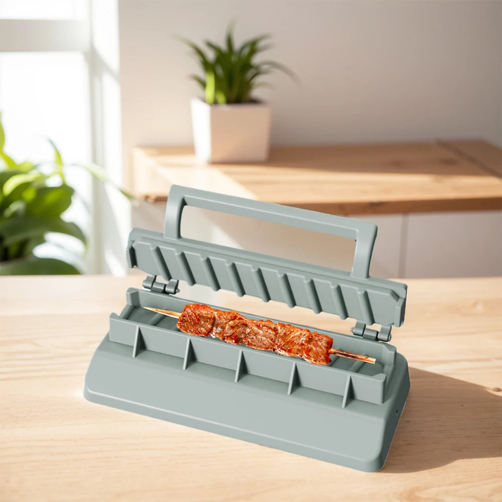 Manual Kabob Mould Plastic Barbecue Meat Skewer Machine Portable Reusable BBQ Skewer Maker Kebab Preparation BBQ Tool