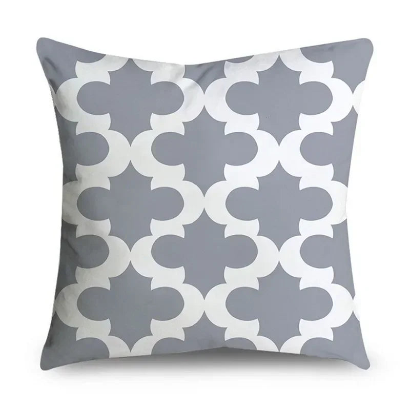 Gray Striped Geometric Double-sided Printed pillow cover Short plush Suitable living rooms bedrooms sofas throw cushion cover