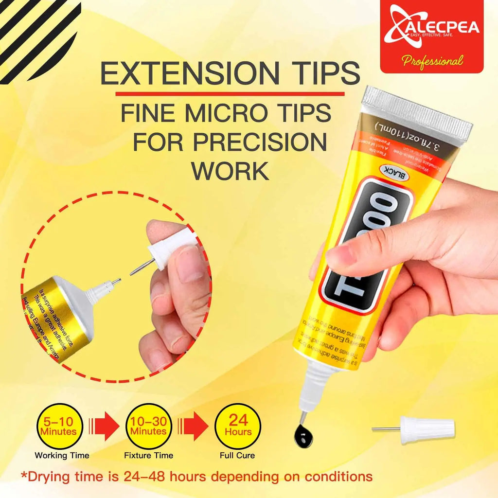 Upgraded T-7000 Black Adhesive for Precision Repairs - T-7000 High-Performance Waterproof Adhesive for Cell Phones, Jewelry, and Crafts