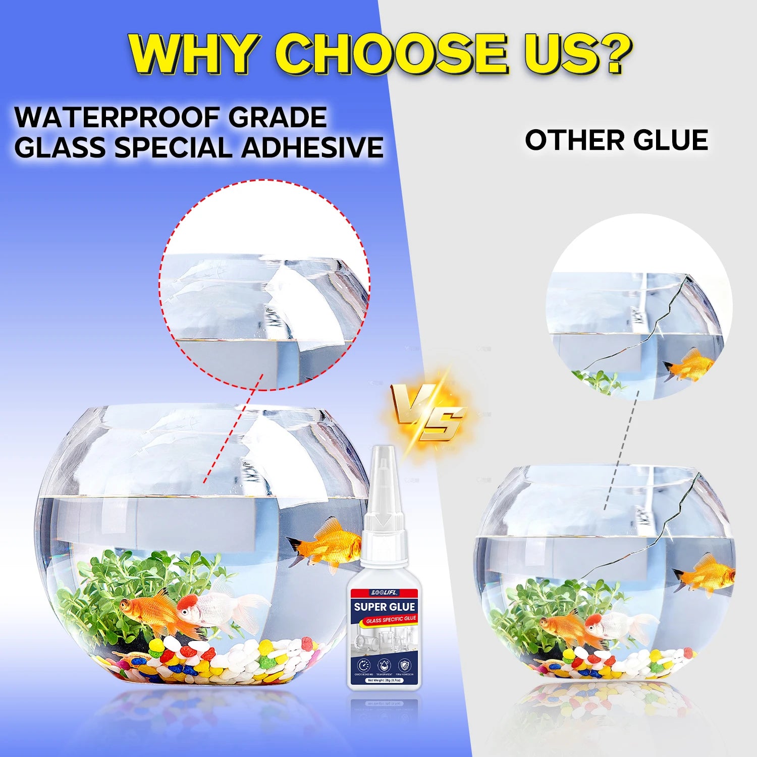 Super Glue for Glass Crystal Clear Cyanoacrylate Adhesive Fast Drying Strong Bond Waterproof for Glass Ceramic Metal Repair 20g