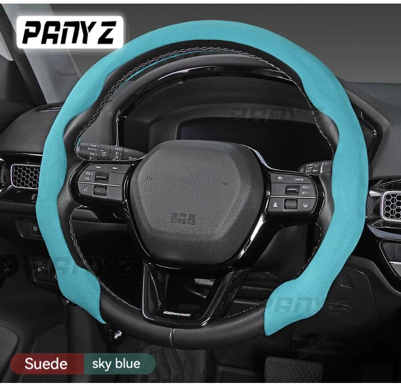 Hot Sale Car Steering Wheel Cover Suede Sweat-Absorbing Anti-Slip Ultra-Thin Handlebar Cover All-Season Universal Plush Half Set