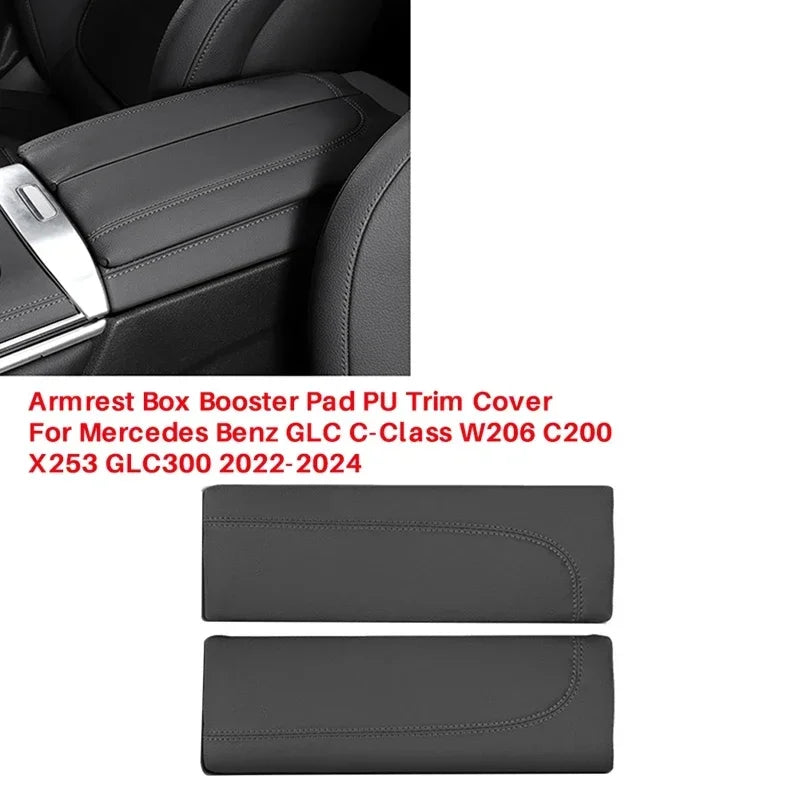 Car Central Console Armrest Box Booster Pad PU Trim Cover For Mercedes Benz GLC C-Class W206 C200 X253 GLC300 22-2024