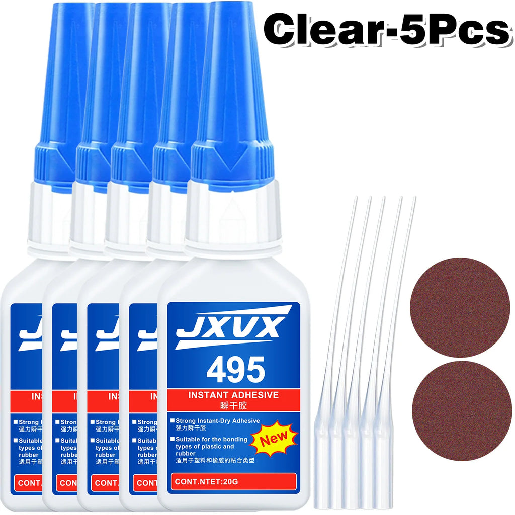 495 Super Strong Shoe Adhesive 20g(0.7oz), Fast-Drying Clear Cyanoacrylate Adhesive DIY Repairing Adhesive Universal Waterproof Shoe Sealers for Sneakers Boot Leather Fast Repair Glue With precision dispenser.