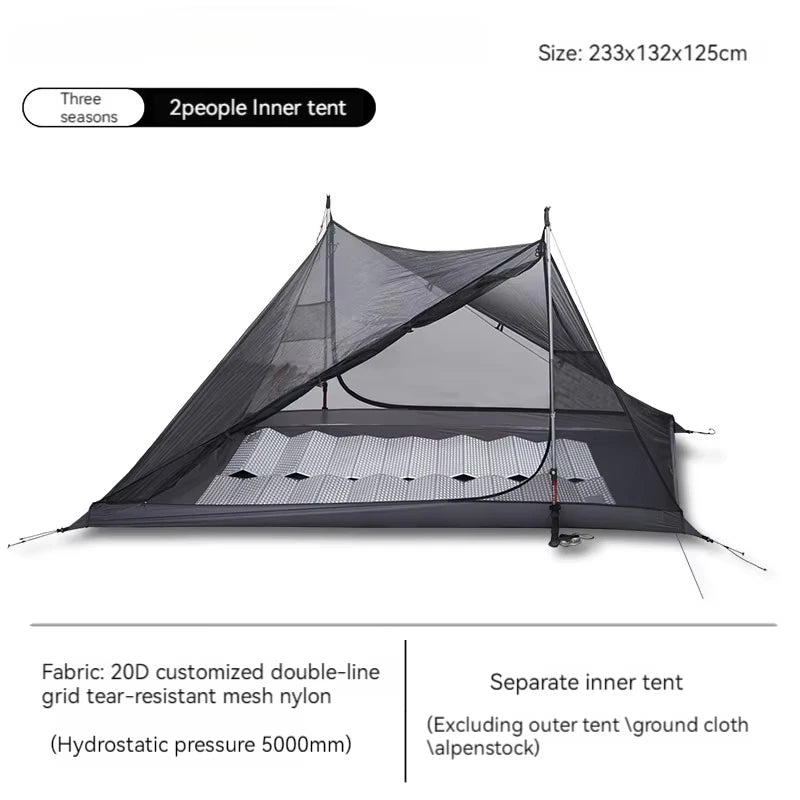 Yun Chuan double-sided silicon-coated double A pyramid 15D nylon rodless camping hiking outdoor ultralight tent
