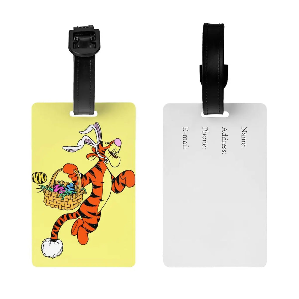 Custom My Friends Cartoon T-Tigger Pooh Luggage Tag Privacy Protection Baggage Tags Travel Bag Labels Suitcase