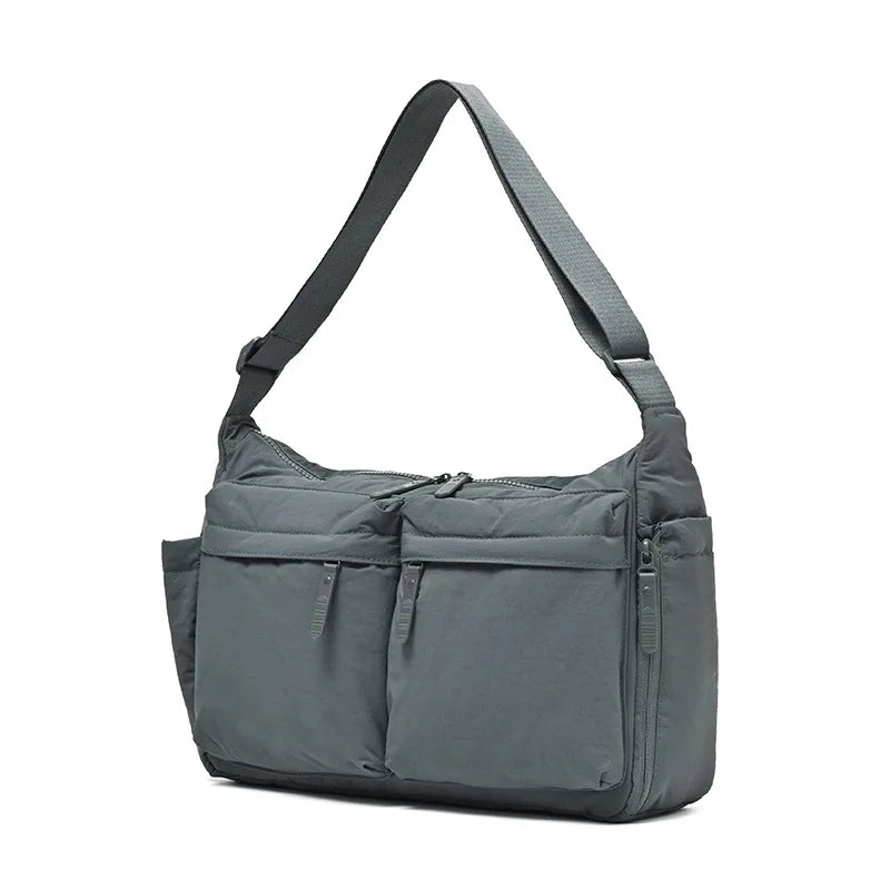 Waterproof Nylon Crossbody Bag, Multi Zipper Casual Shoulder Pack,Adjustable Strap Large Capacity Satchel for Men Women Commute
