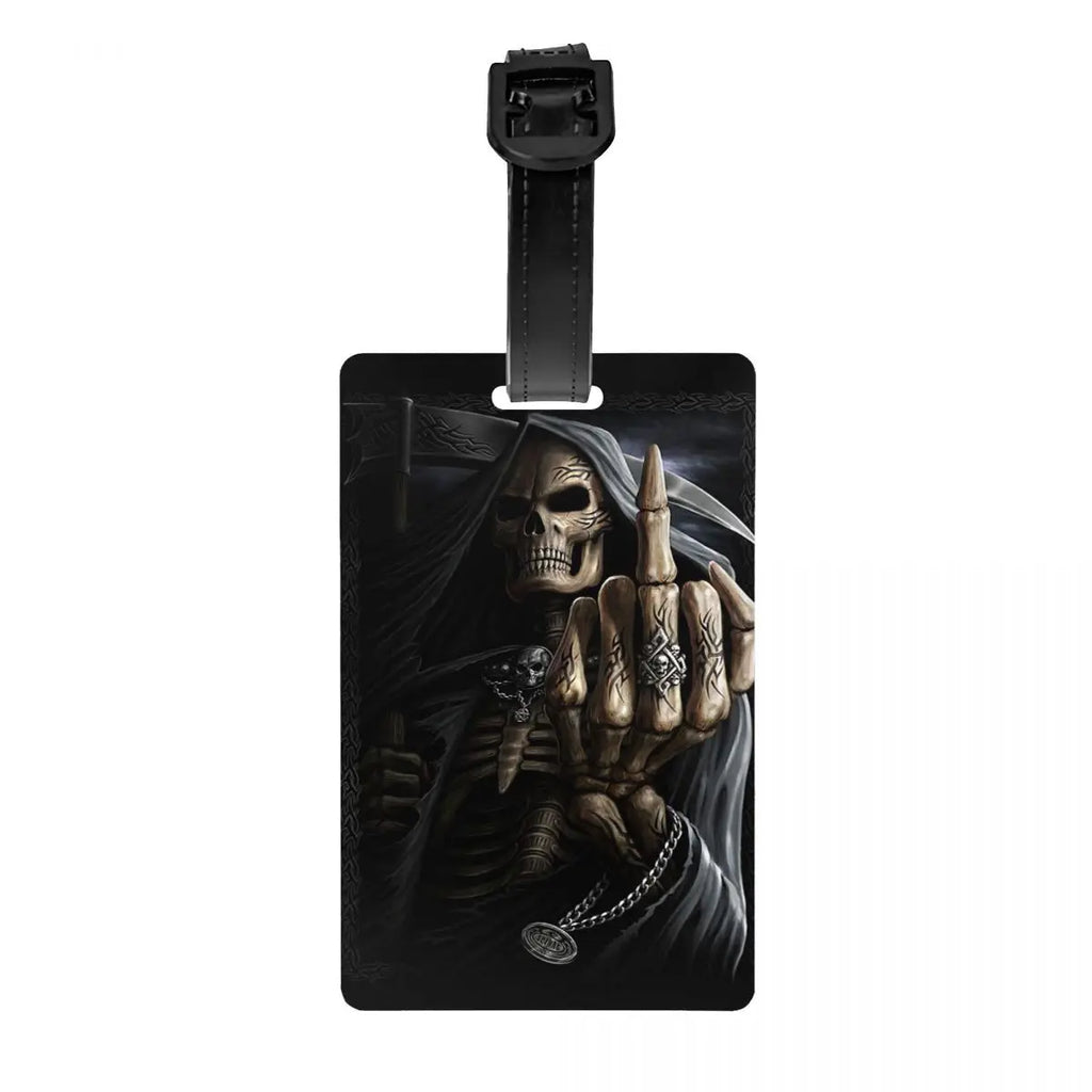 Custom Evil Hands Skull Luggage Tag Privacy Protection Halloween Gothic Skeleton Baggage Tags Travel Bag Labels Suitcase