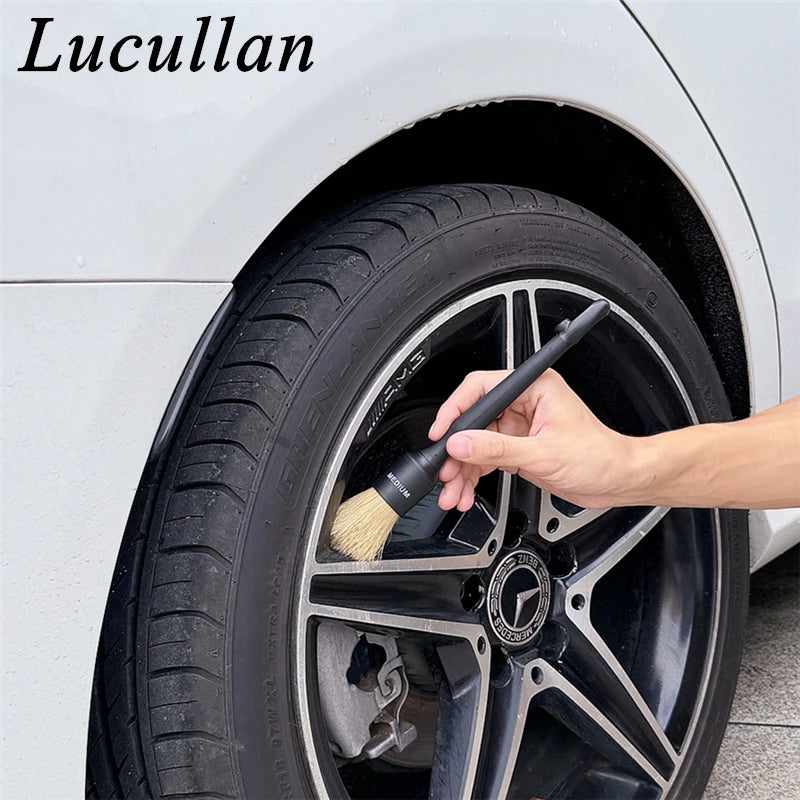 Lucullan 3 in1 Magnetic Interchangeable Detailing Brush Set Soft Bristle for Interior Wheel Rim Gap Cleaning
