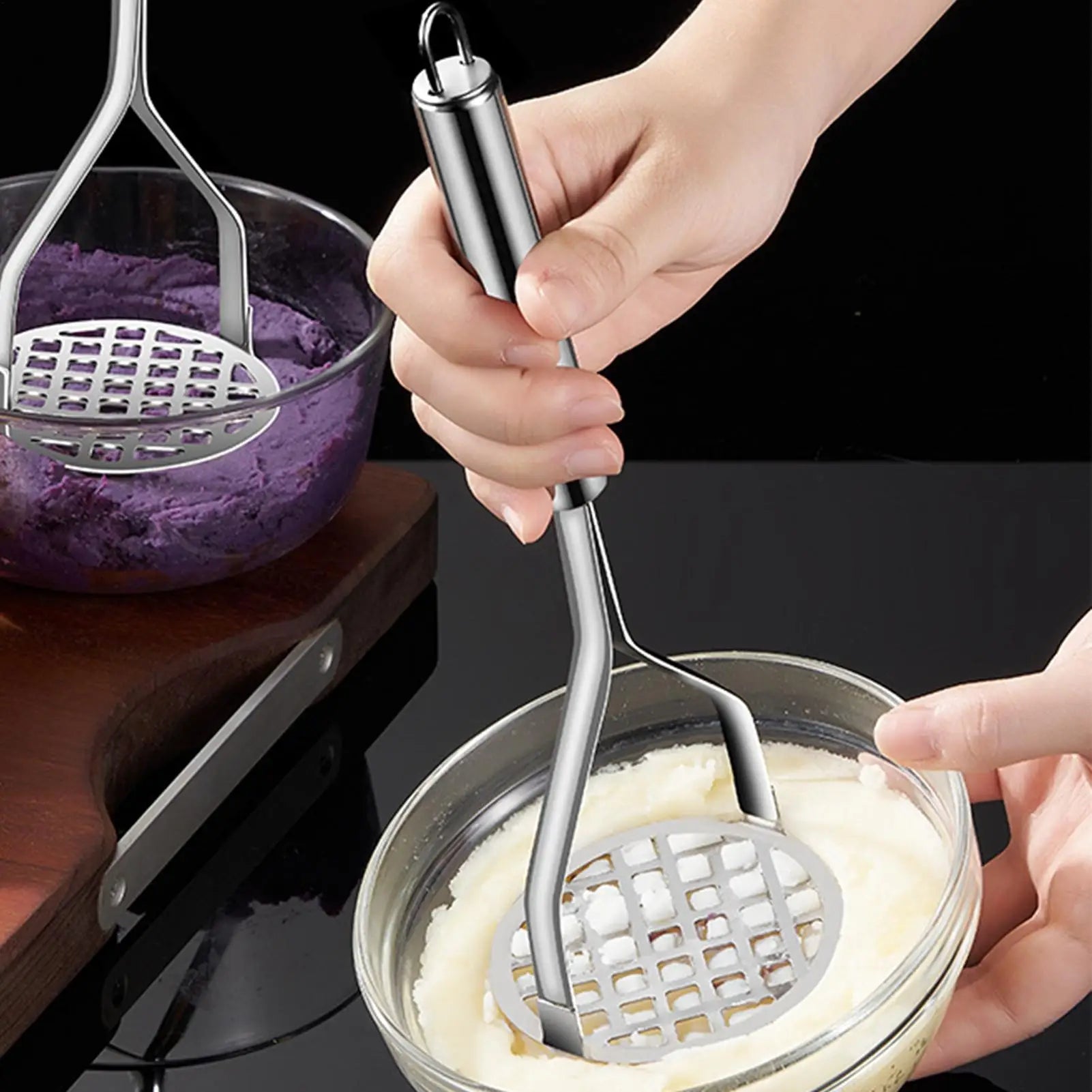 Stainless Steel Potato Masher Stainless Steel Food Masher for Avocado Kitchen Tools Press for Cooking Pureeing Vegetable Fruit