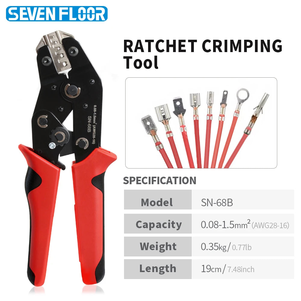Motorcycle Wiring Repair Ratcheting Crimper, Precision Open Barrel Crimping Tool for Dupont JST Molex TE Connector Terminals