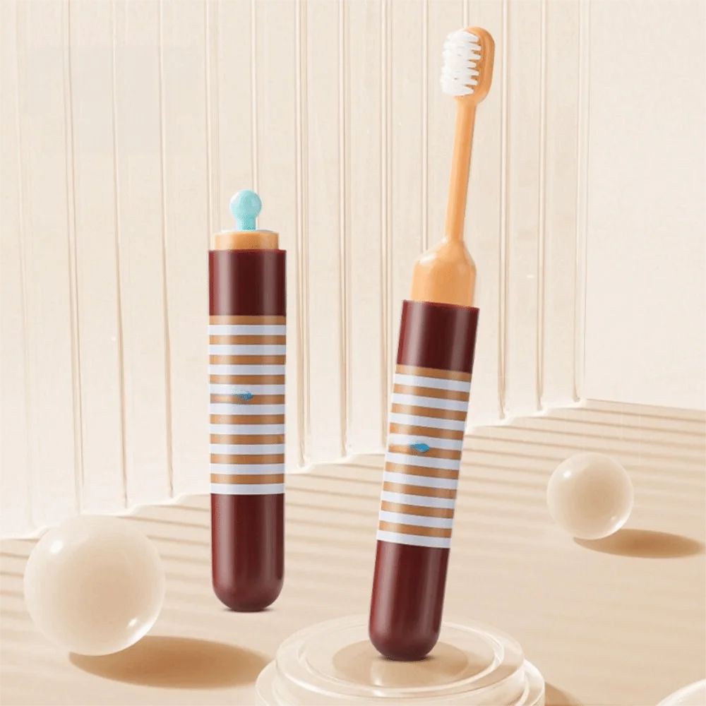 2-IN-1 Travel Toothbrush Set Foldable Portable Toothpaste Tube Storage Box Soft Bristled Mini Folding Toothbrush Dispenser