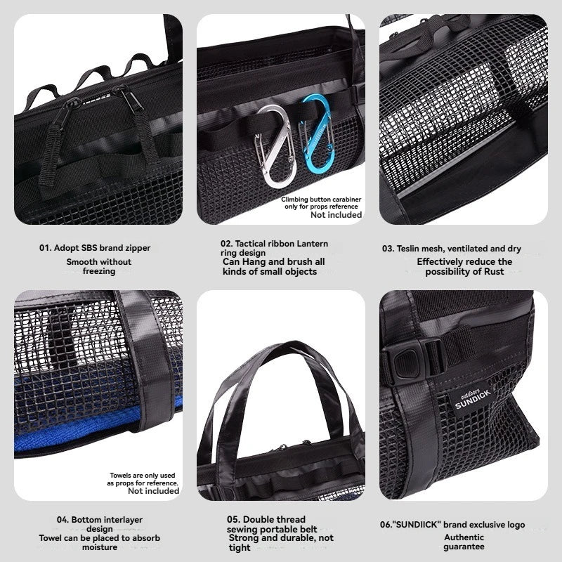 Outdoor camping, picnic tools, miscellaneous storage bags, camping nails, handbags, mesh mesh, can be soaked and cleaned