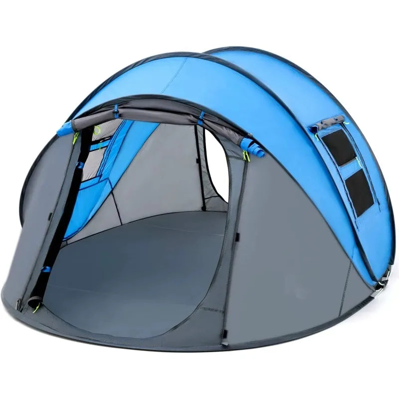 Multi-Person Easy Pop-Up Tent for Big Families Portable One Bedroom Structure for Outdoor Camping for 2/3/4/5/6 People