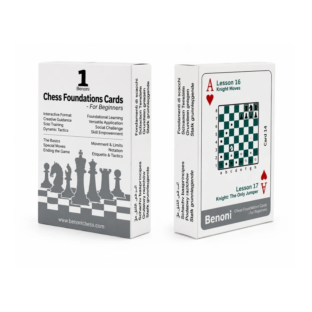 Chess Foundation Flashcards for Beginners – 54-Card Deck & Pocket Guide | 62 Lessons, Rules, Tactics & Setup