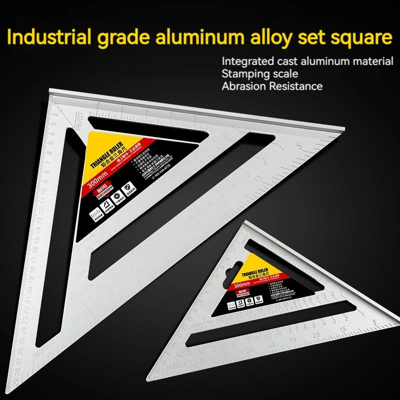 1pcs Triangle Angle Ruler Metric Aluminum Alloy Angle Protractor Triangular Measuring Ruler Woodwork Speed Square Triangle
