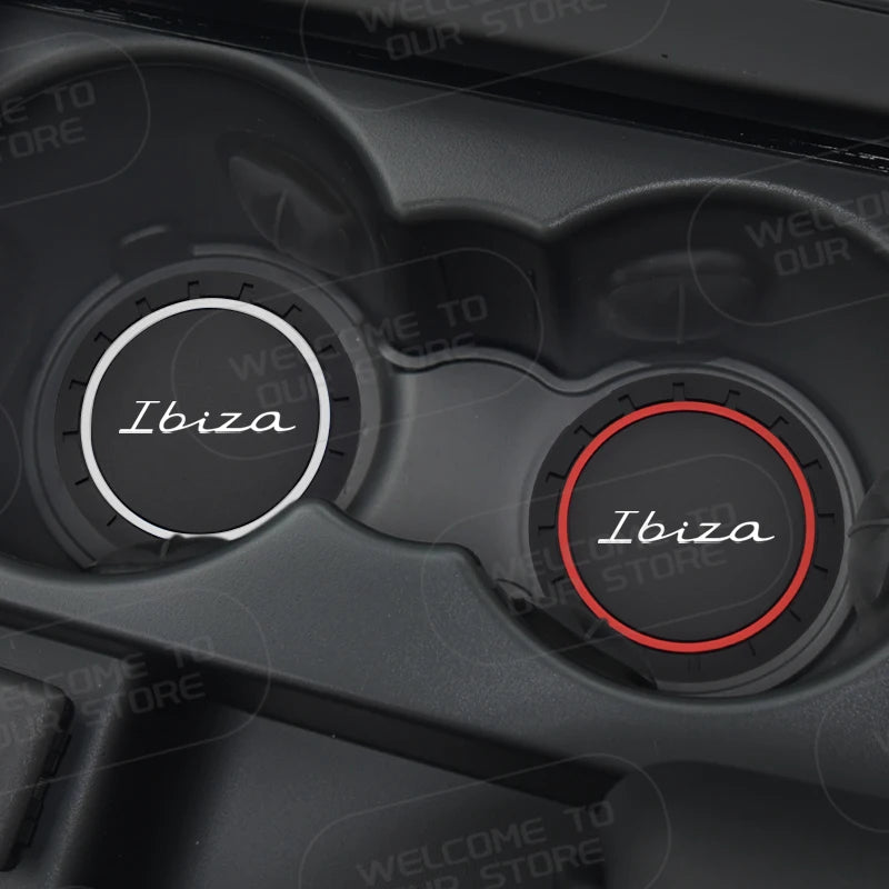 Car Silicone Coaster For Ibiza LOGO 6L MK4 FR Line TSI TDI 2Pcs Anti-Slip Water Cup Drink Mat Insert Coaster Pads Accessories