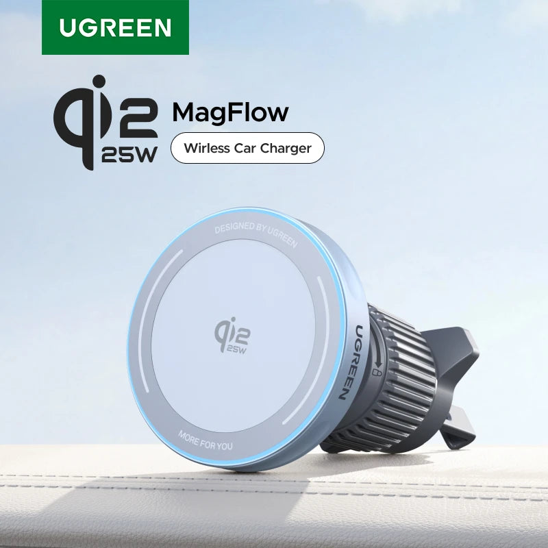 UGREEN Qi2.2 25W 15W Magnetic Car Phone Holder Wireless Charger Stand For iPhone 17 16 Pro Max Charging for Magsafe Car Charger