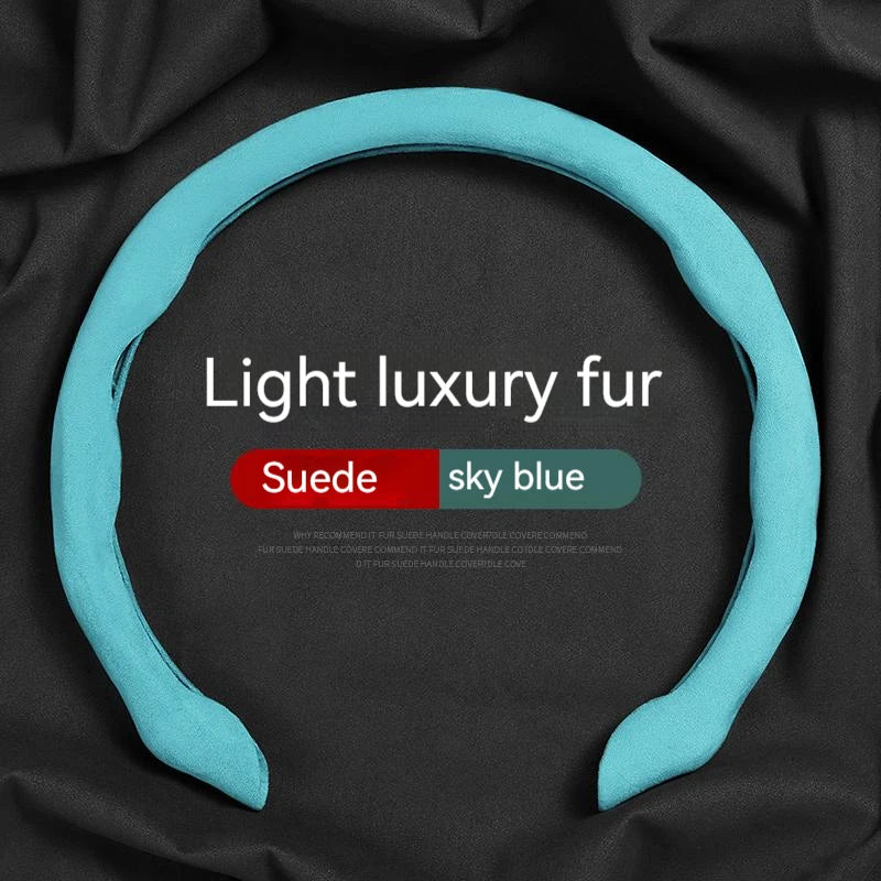 Hot Sale Car Steering Wheel Cover Suede Sweat-Absorbing Anti-Slip Ultra-Thin Handlebar Cover All-Season Universal Plush Half Set