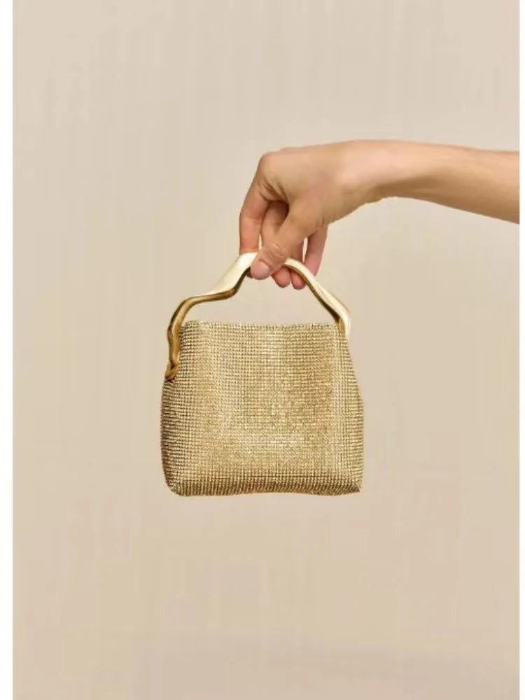 Luxury Shiny Square Rhinestone Evening Handbag Delicate Studded Diamond Tote Bag Wedding Party Purse Evening Clutch Bag