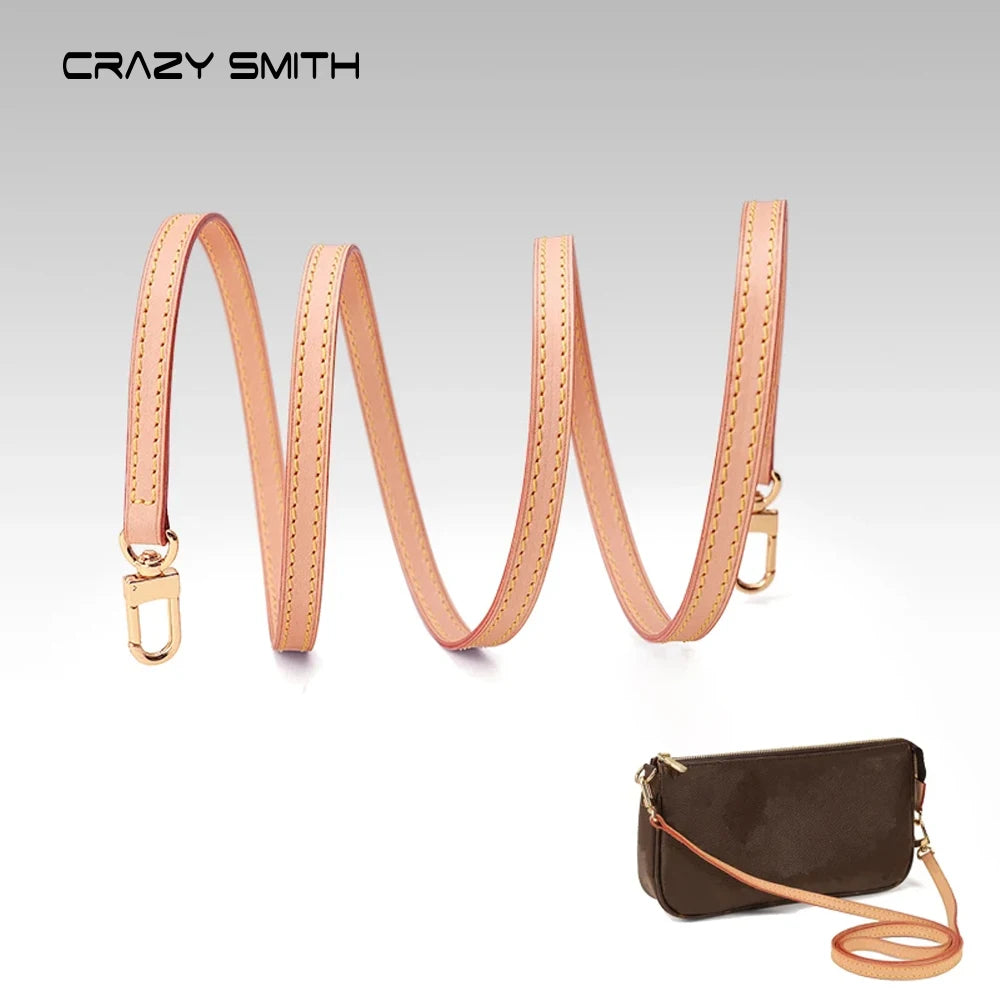 CRAZYSMITH Bag Strap for LV Pochette Acceessories Bags 100% Genuine Leather Shoulder Straps Handbag Belt Replacement Purse Strap