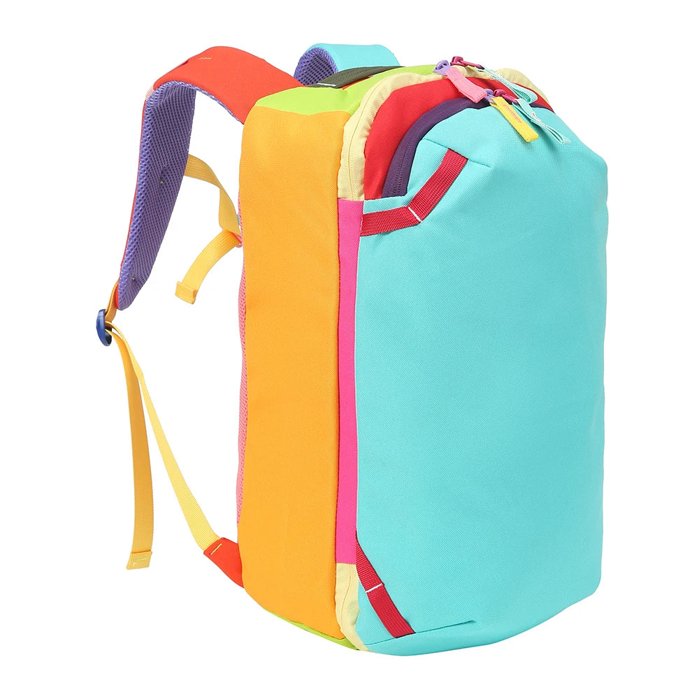 20L Large Capacity Multicolor Backpack Lightweight Fashion Color Block Travel Bag Ideal for Hiking Camping Daily Use