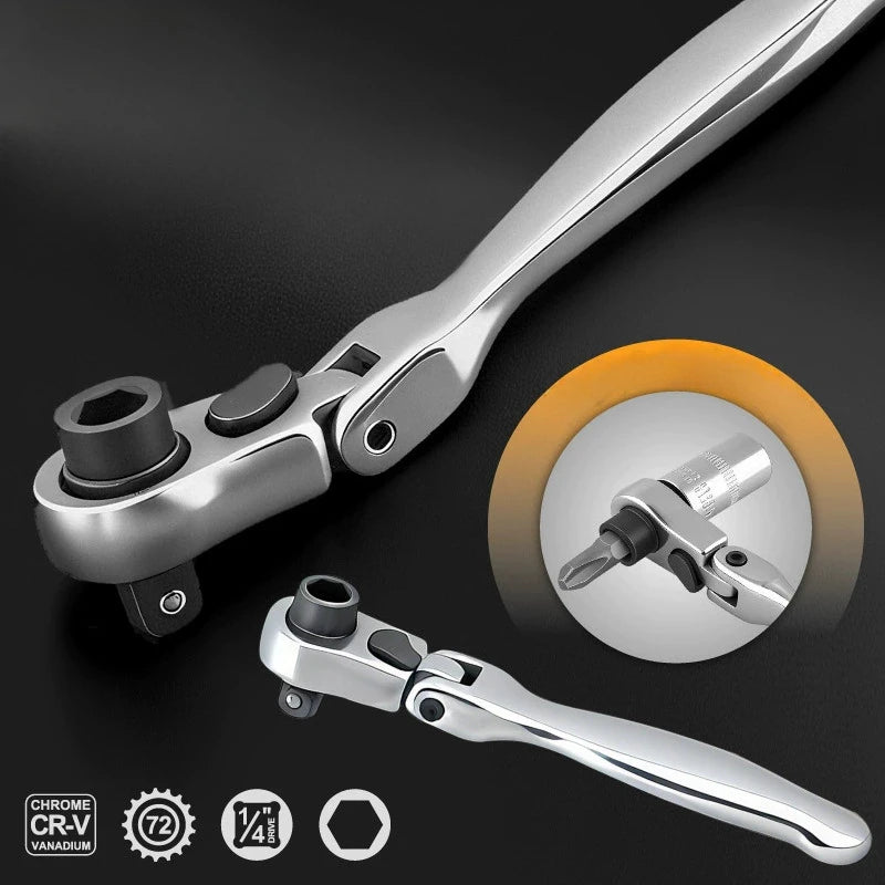 Mini 1/4" Double End Quick Socket Ratchet Wrench Screwdriver Bit Driver Quick Release Hand Tool