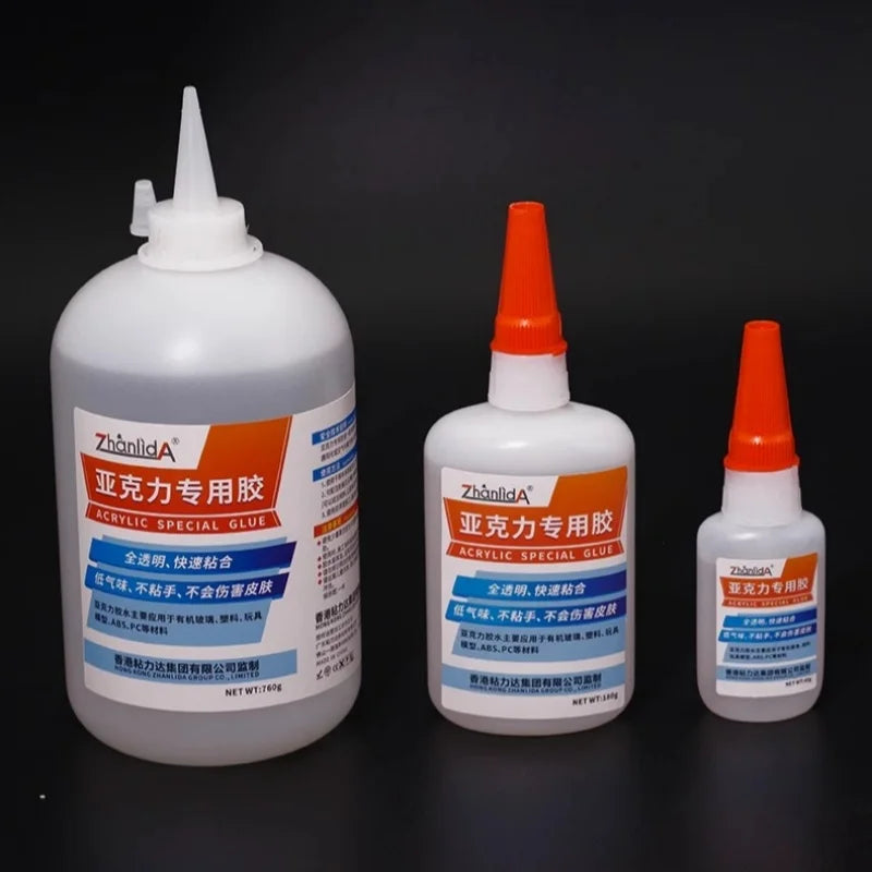45g 180g 760g Transparent Traceless Zhanlida Acrylic Organic Glass Glue PMMA PC Endurance Board 30 Seconds Quick Drying Adhesive