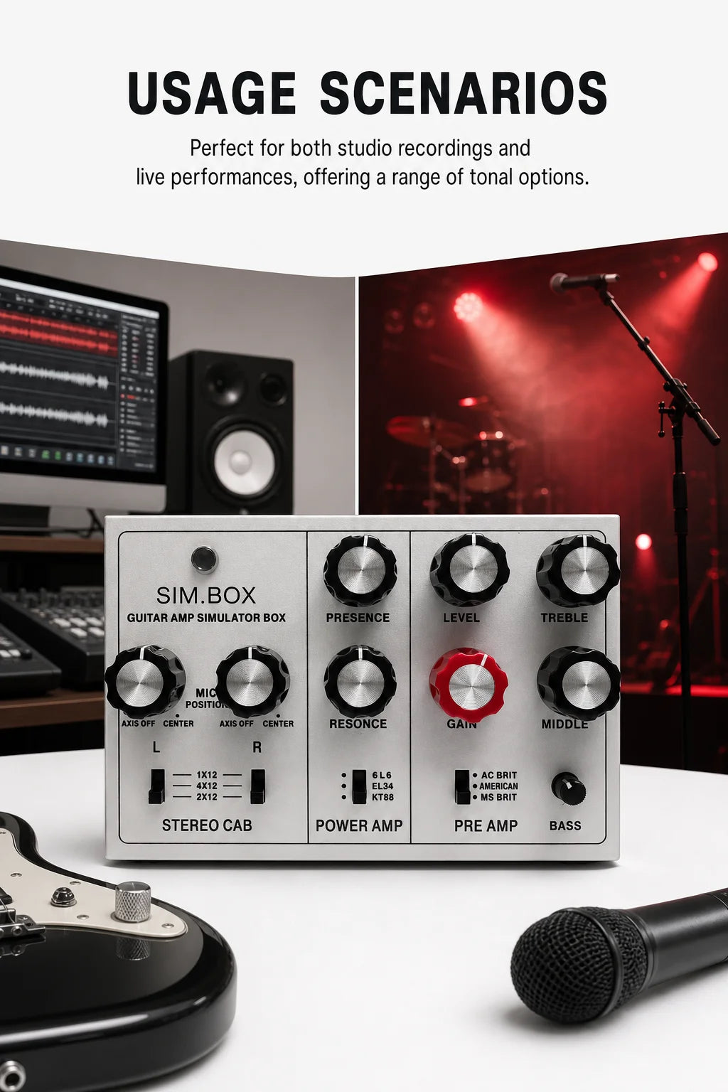 SIM BOX Electric Guitar Amp Simulator Box Cabinet Simulator DI Box Stomp Box Effect Pedal