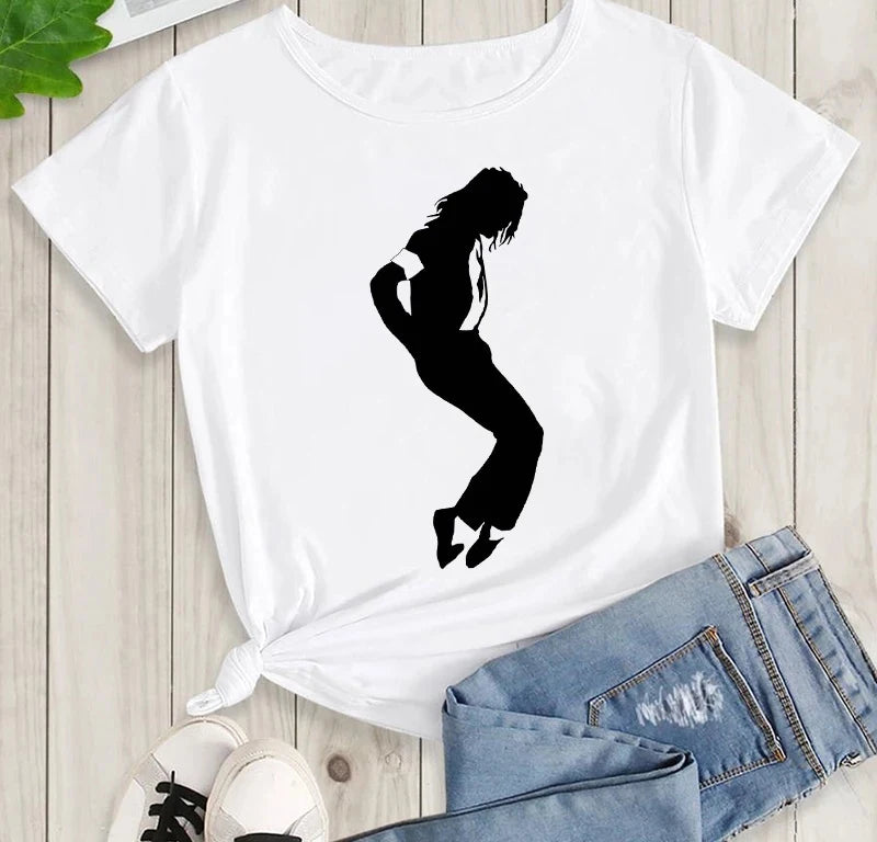 Michael Jackson Graphic Printed Tshirt Harajuku Rock Fashion Casual Short Sleeve Crew Neck Plus Size T Shirt Women